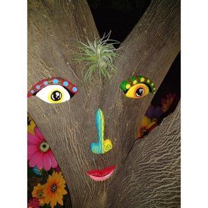 Tree Faces Decor Outdoor, Cute Tree Decorations Outdoor Faces Colorful Outdoor